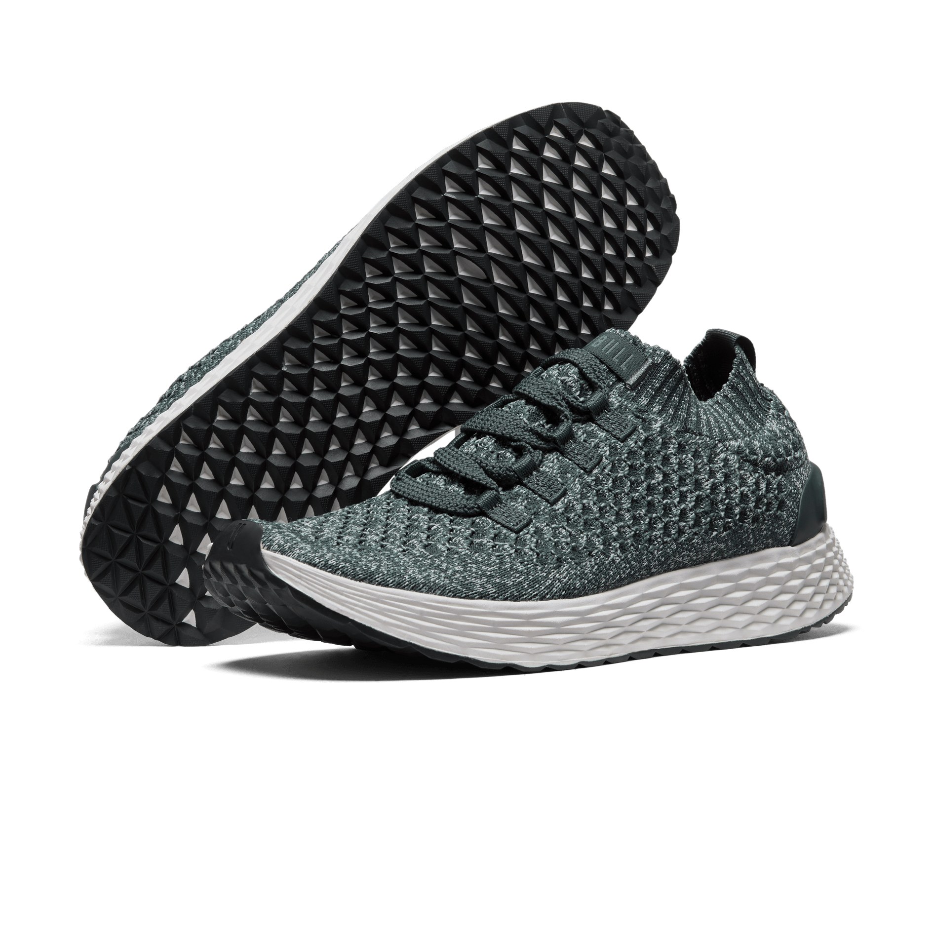 Green Heather Allday Knit Shoes Angled.
