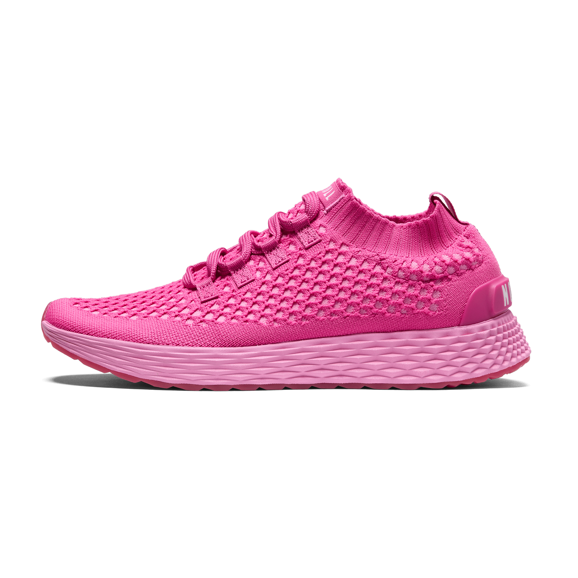 Fuchsia Allday Knit Shoes Side Angle.