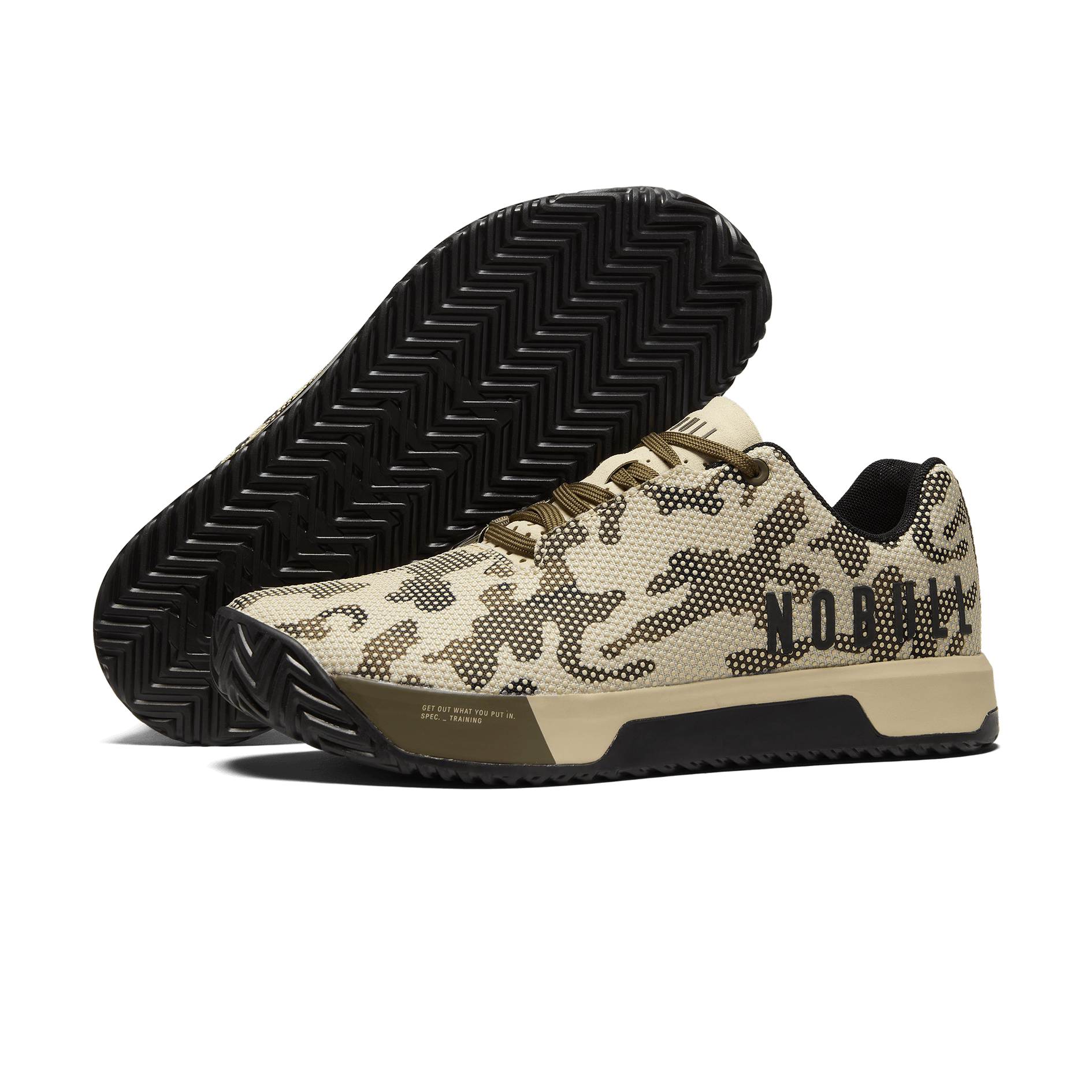 Beige Camo Outwork Edge Shoes Angled.