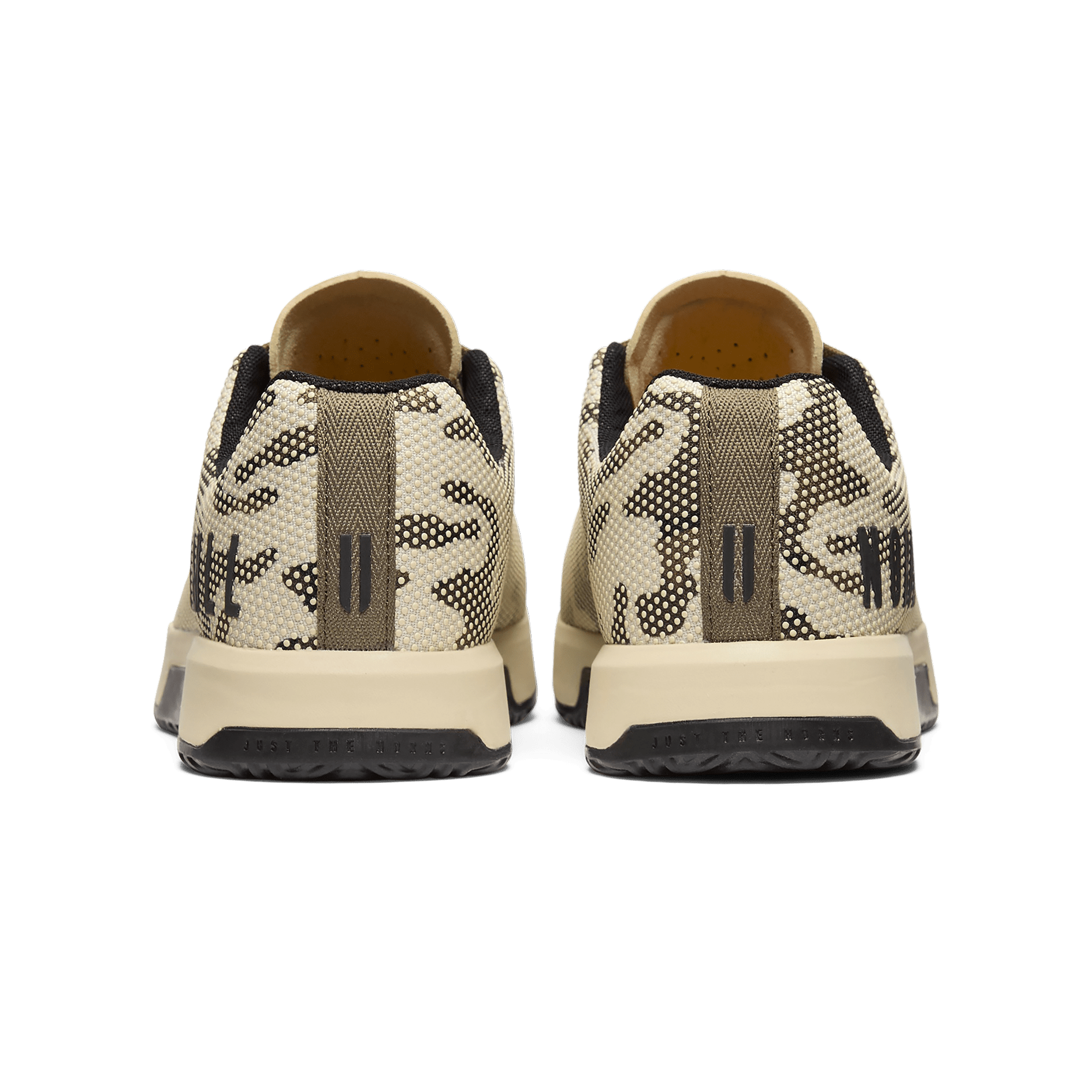 Beige Camo Outwork Edge Shoes Back Angle.