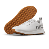 Men's White Leather Golf Shoes Angled