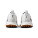 Men's White Leather Golf Shoes Back Angle