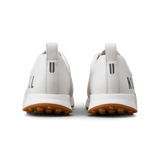 Men's White Leather Golf Shoes Back Angle