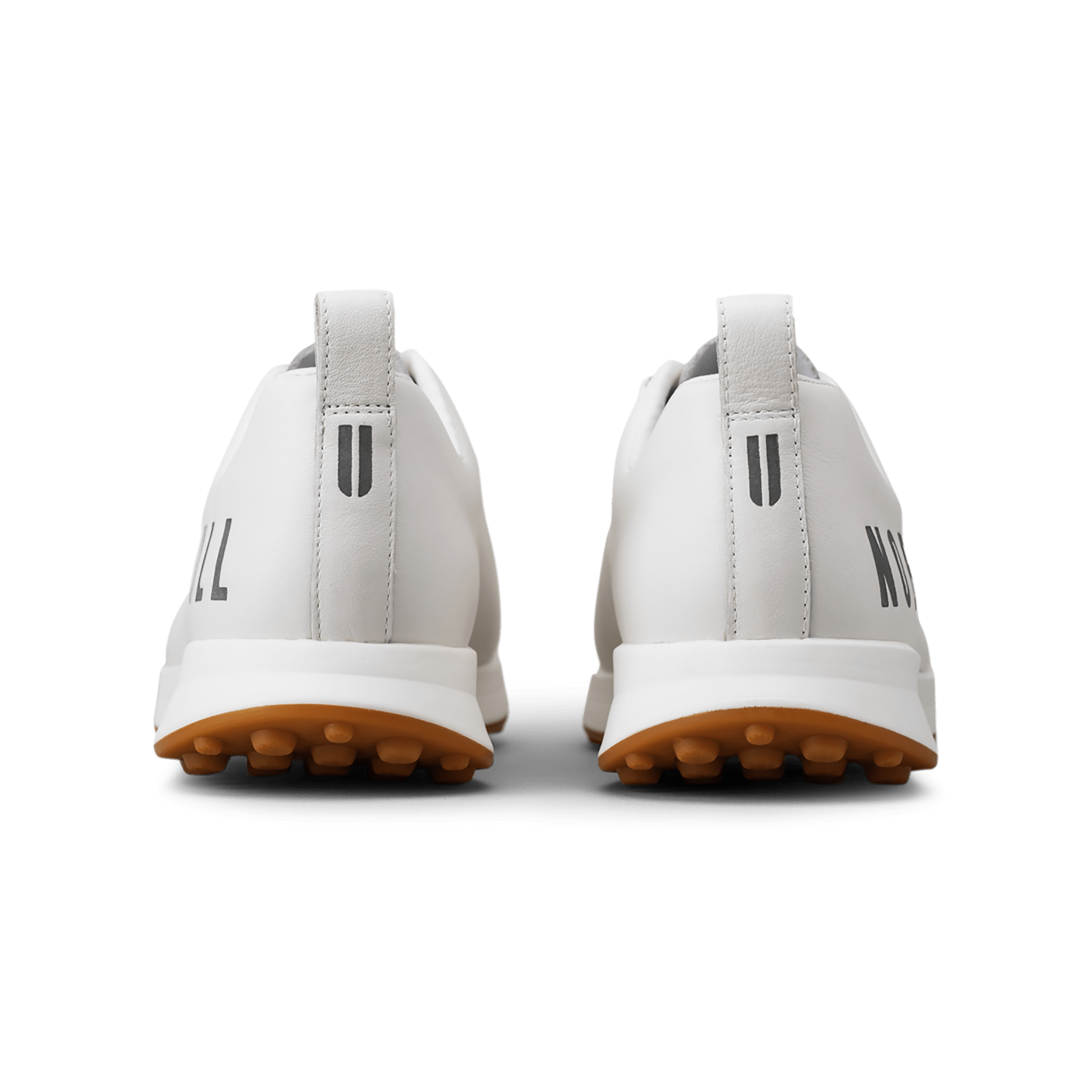 Men's White Leather Golf Shoes Back Angle
