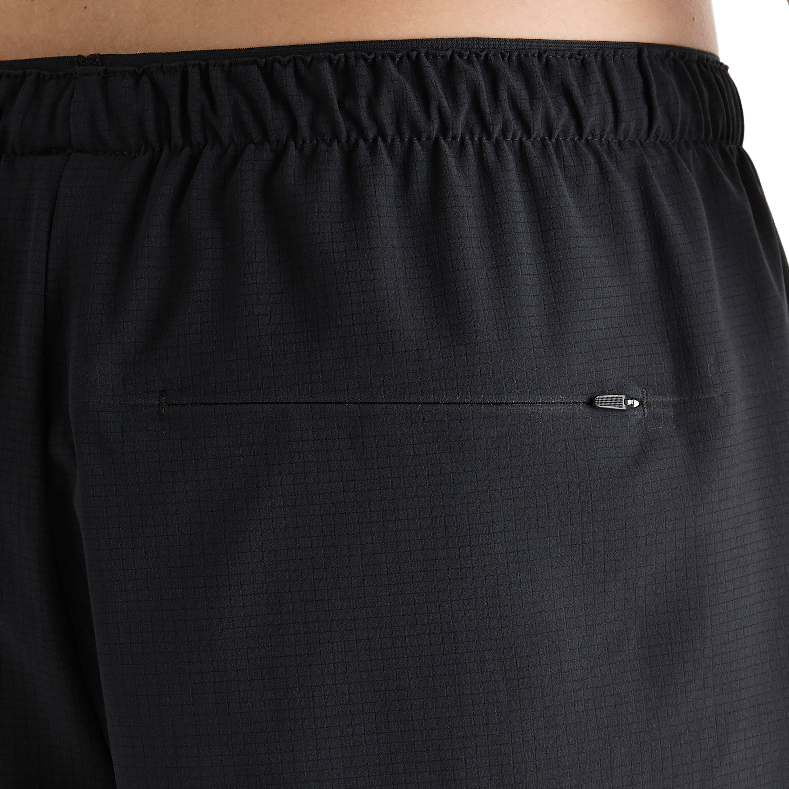 Men's Black Light Lined Short 5" Zipper Back Pocket Angle