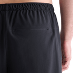 Men's Black Light Lined Short 7" Back Zipper Pocket Angle