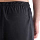 Men's Black Light Lined Short 7" Back Zipper Pocket Angle