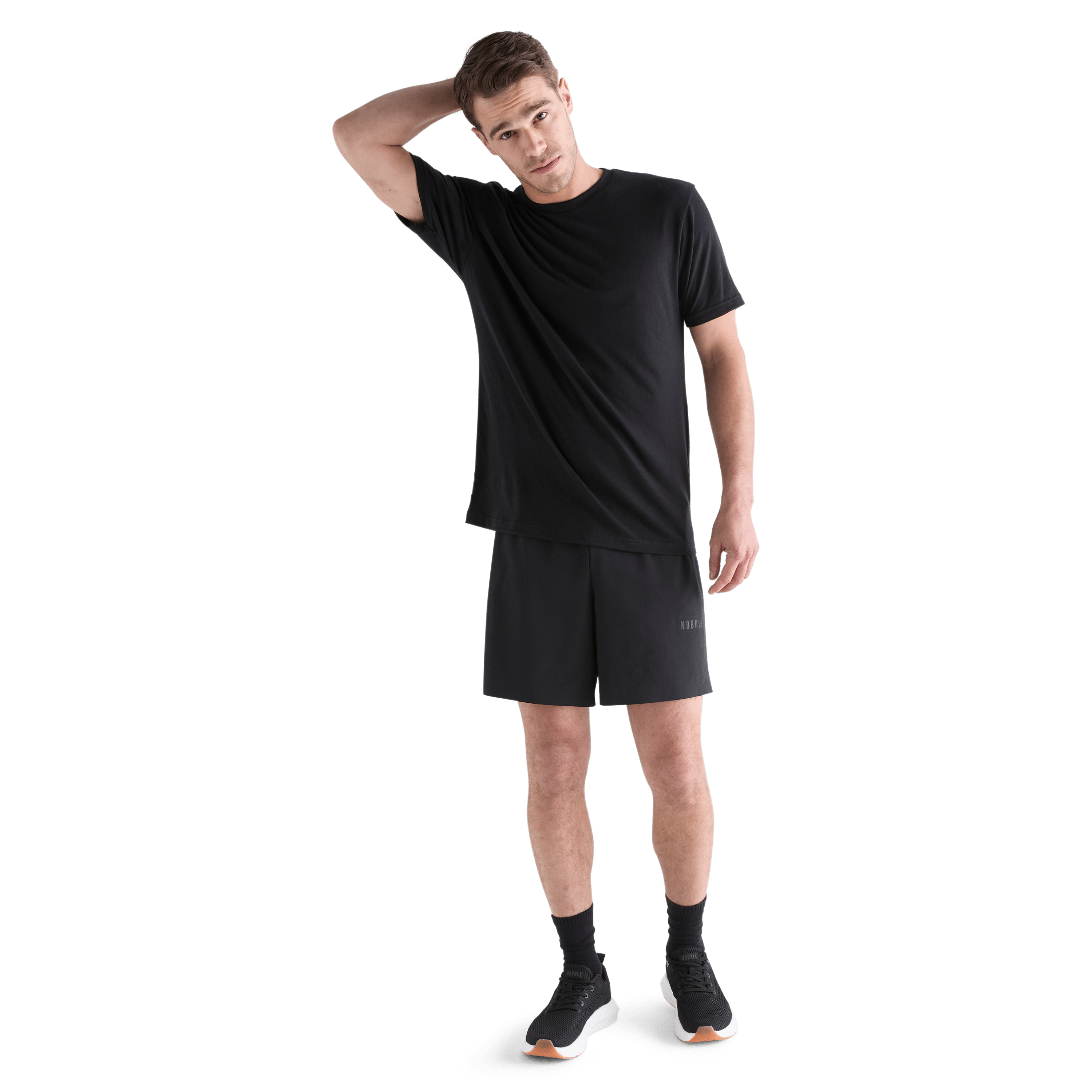 Men's Black Light Lined Short 7" Front Full Body Angle