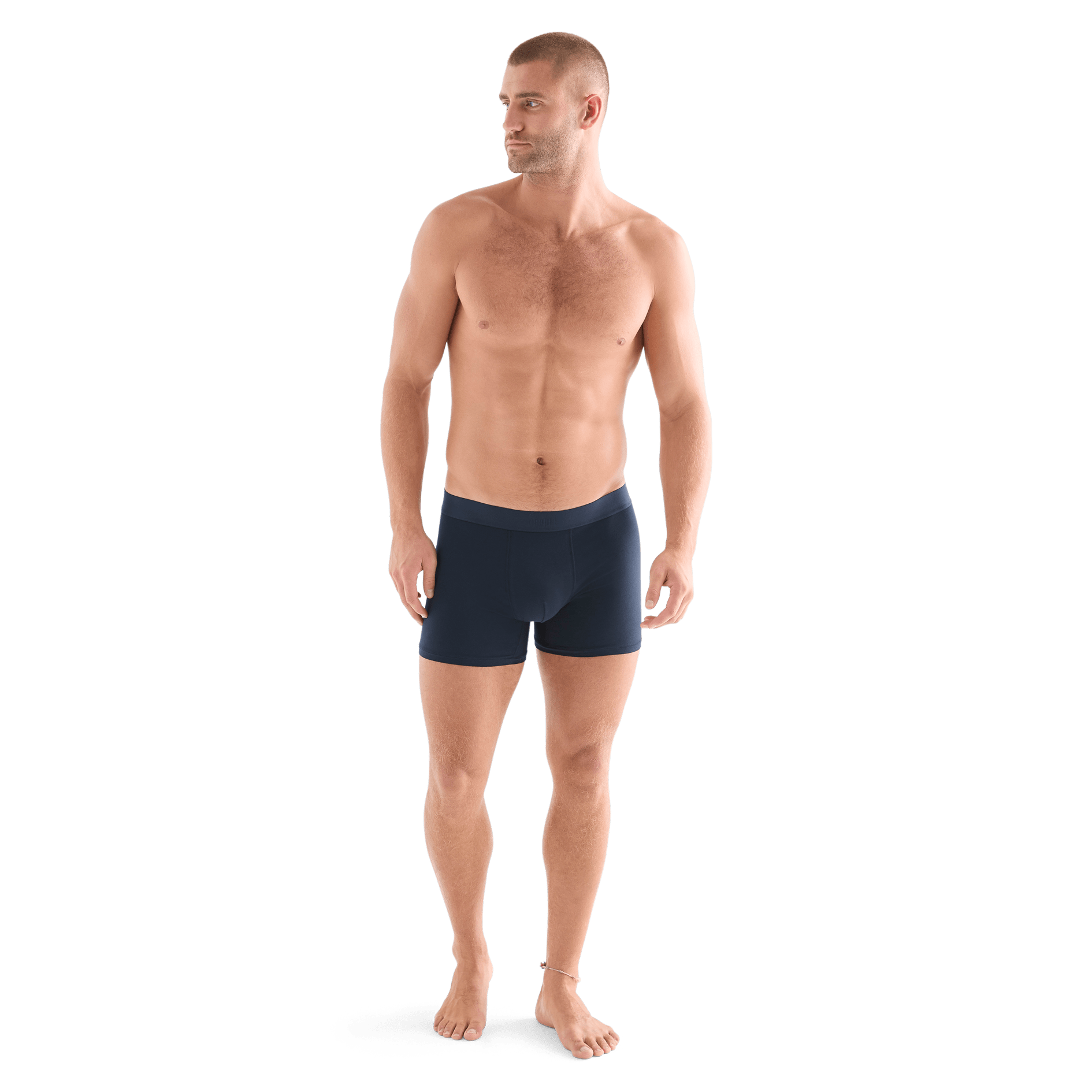 Men's Navy Allday Boxer Brief Front Full Body Angle