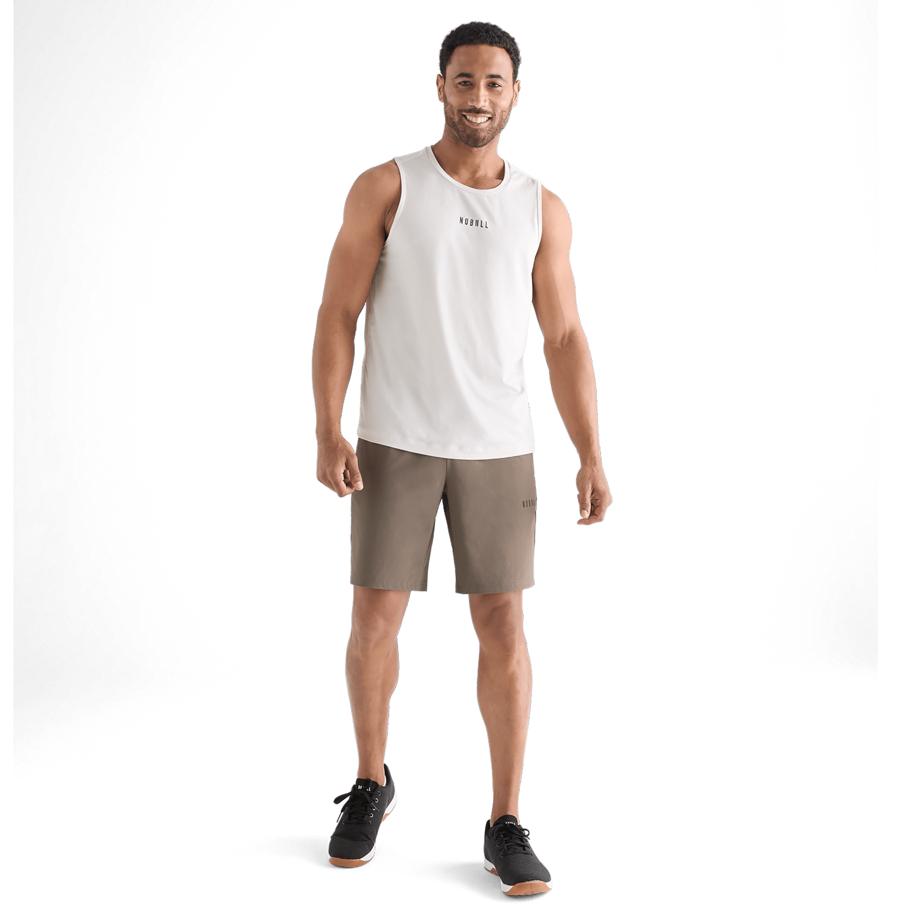 Men's Dark Fallen Rock Solid Stretch Short 9" Front Full Body Angle