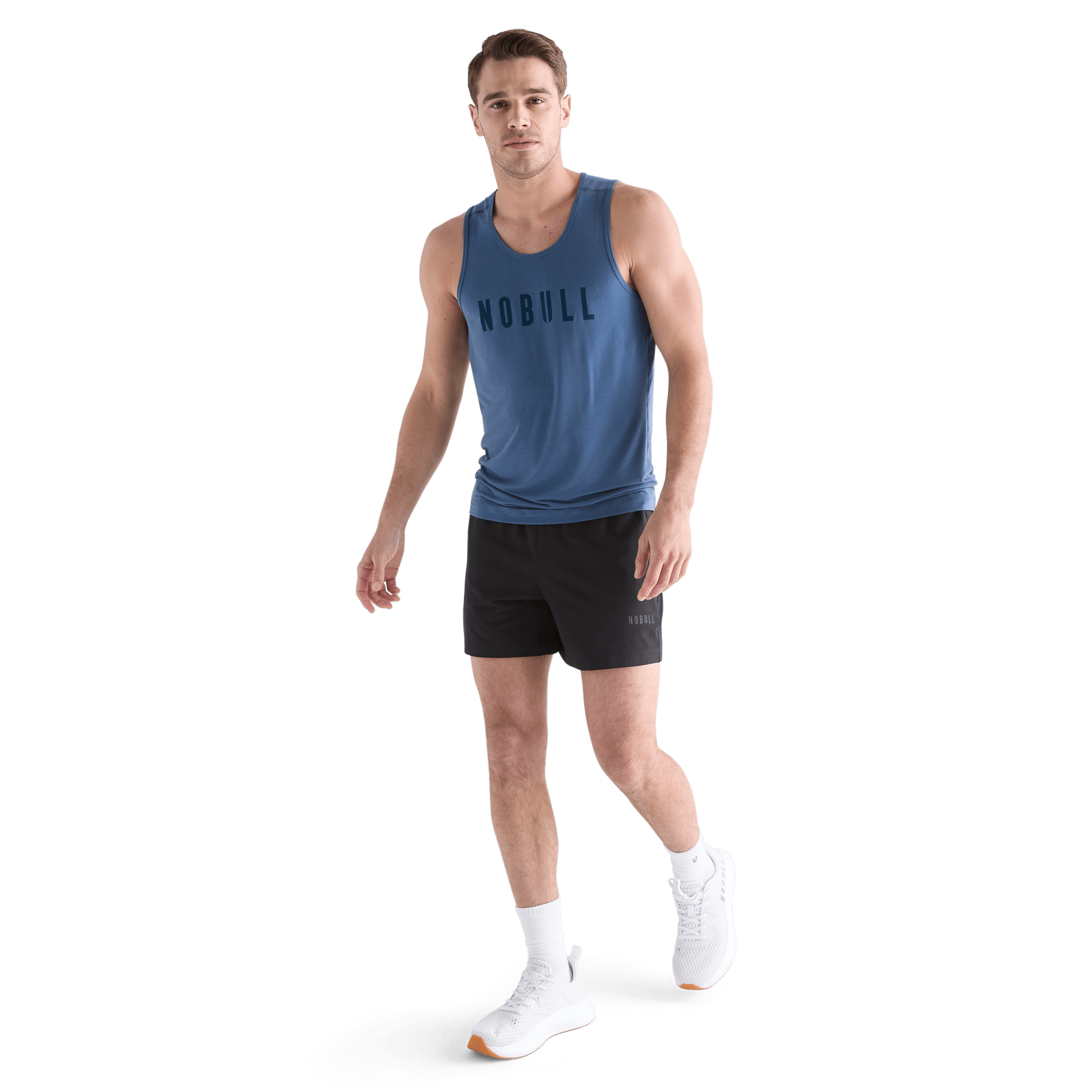 Men's Black Hybrid Short 5" Front Full Body Angle