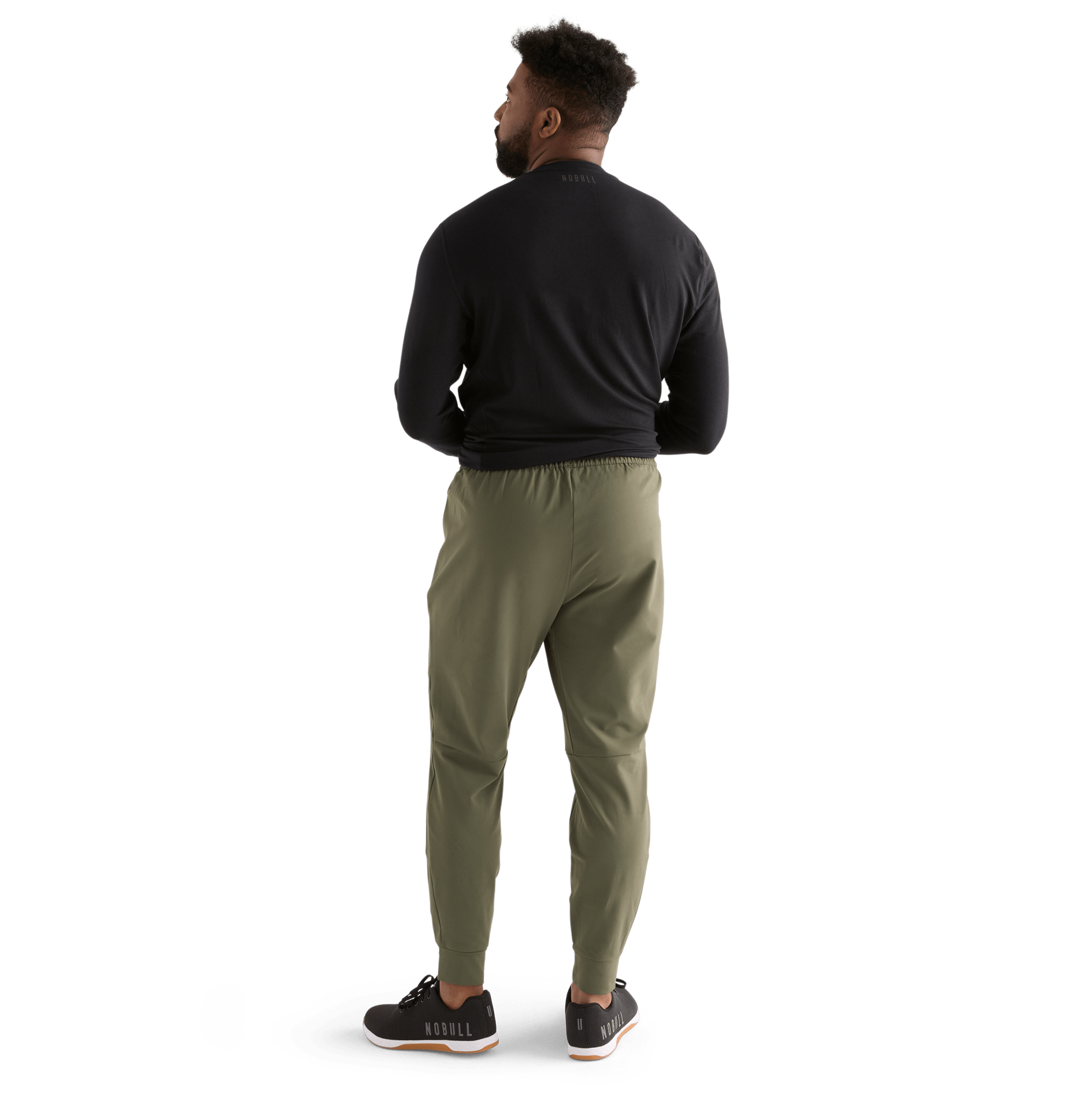 Men's Army Green Jogger Back Full Body Angle
