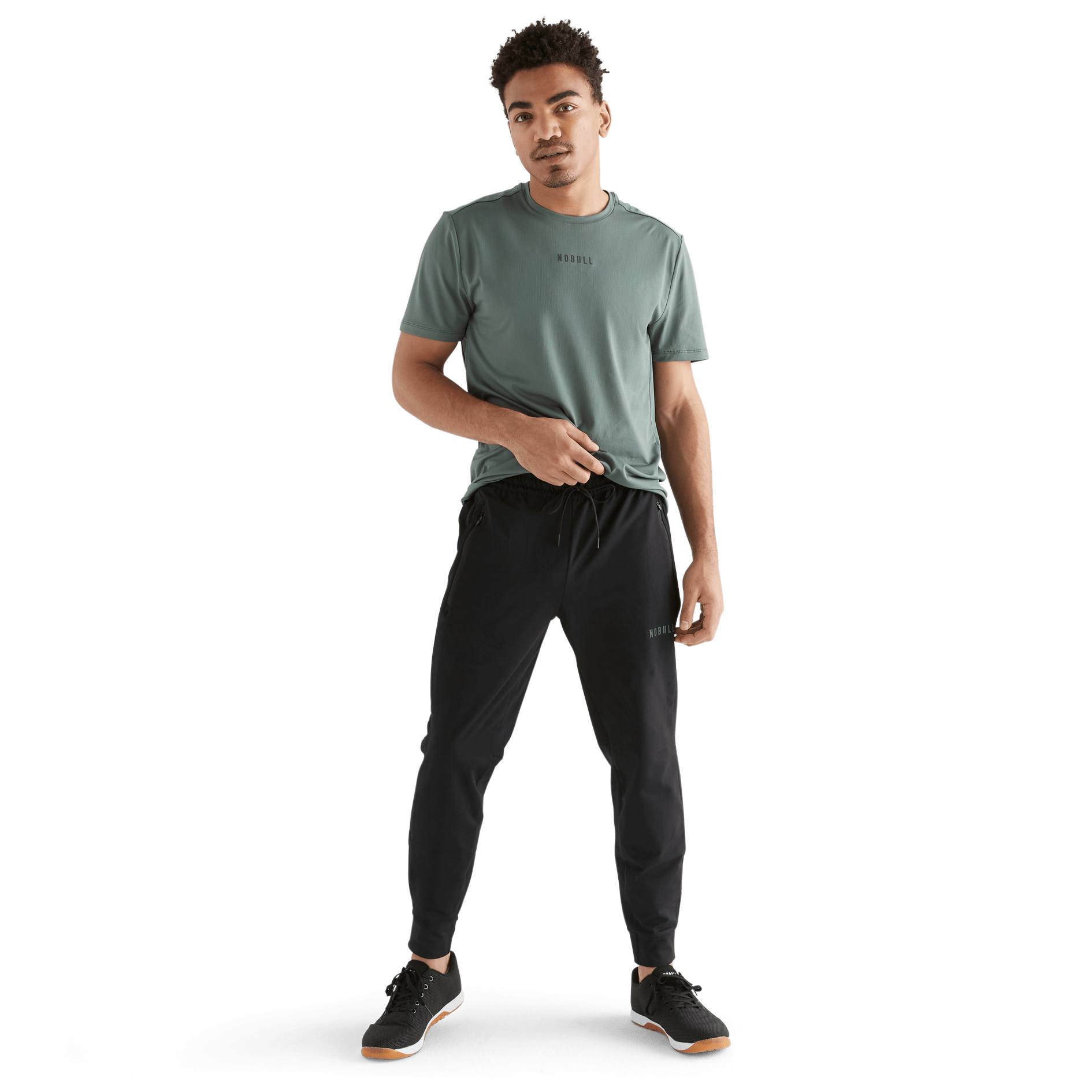 Men's Black Jogger Front Full Body Angle