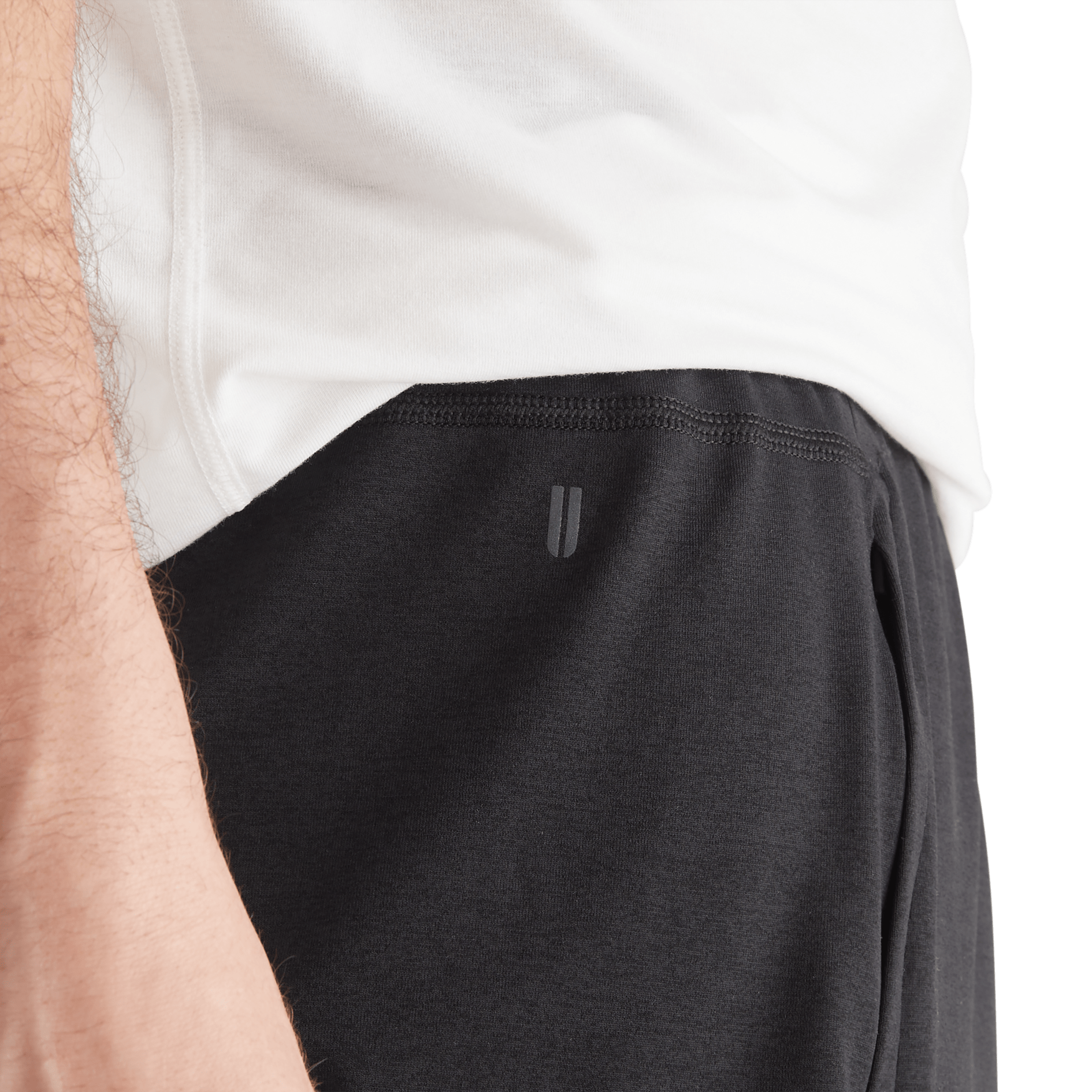 Men's Black Lightweight Knit Short 7" Logo Angle