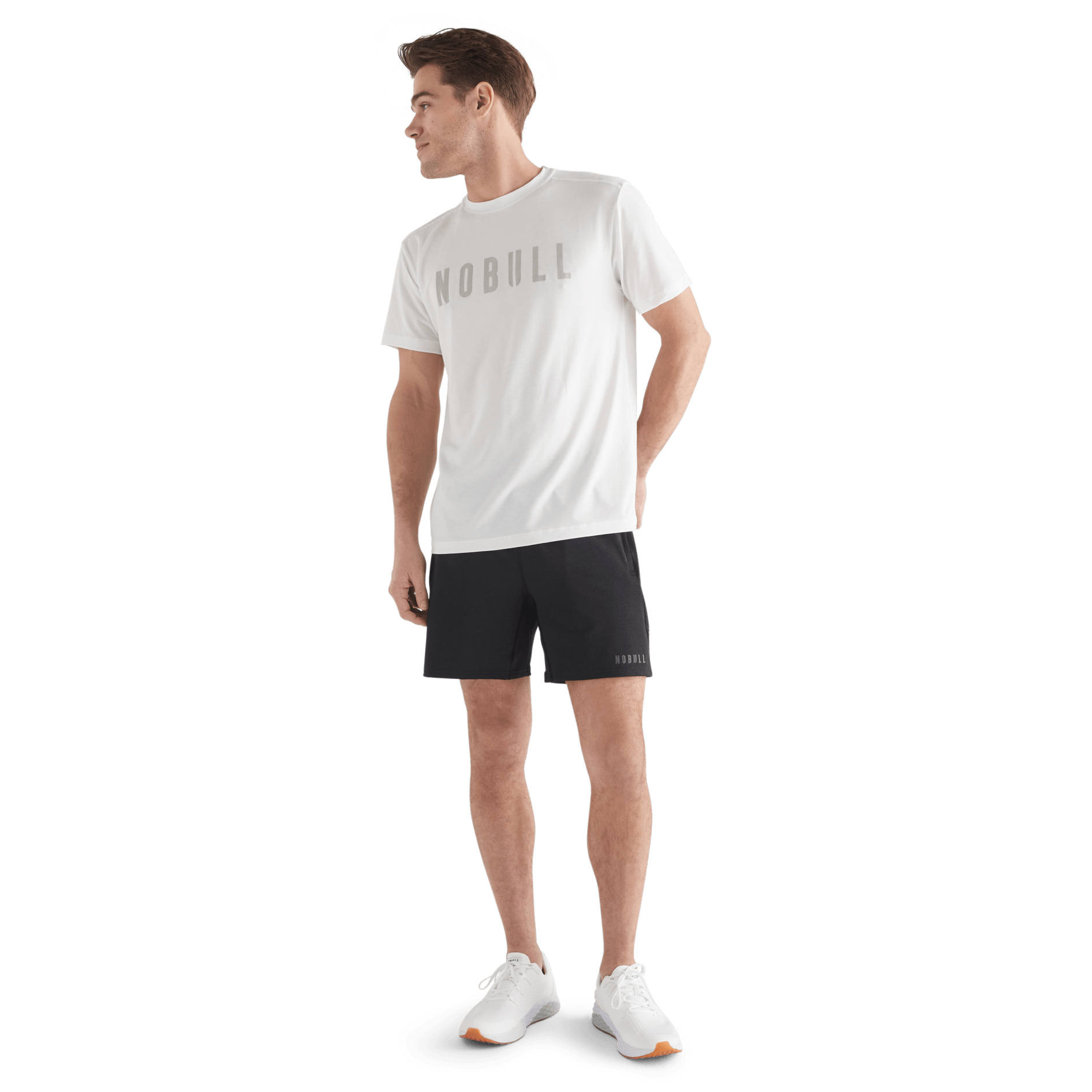 Men's Black Lightweight Knit Short 7" Front Full Body Angle