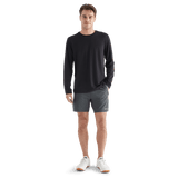 Men's Charcoal Heather Lightweight Knit Short 7" Front Full Body Angle