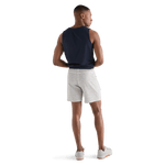 Men's White Heather Lightweight Knit Short 7" Back Full Body Angle