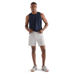 Men's White Heather Lightweight Knit Short 7" Front Full Body Angle
