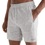 Men's White Heather Lightweight Knit Short 7" Front Angle