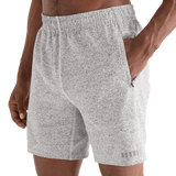 Men's White Heather Lightweight Knit Short 7" Front Angle