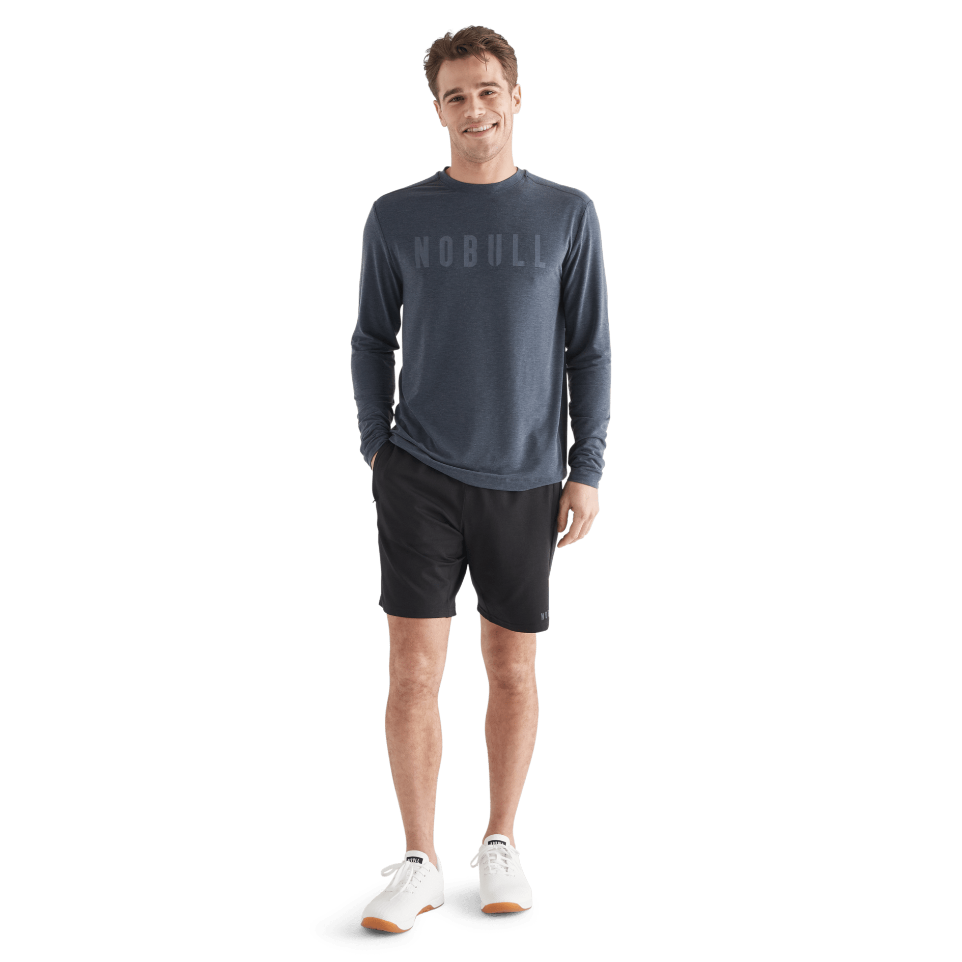 Men's Black Lightweight Knit Short 9" Front Full Body Angle