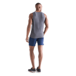 Men's Navy Heather Lightweight Knit Short 9" Back Full Body Angle
