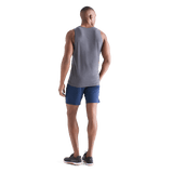 Men's Navy Heather Lightweight Knit Short 9" Back Full Body Angle