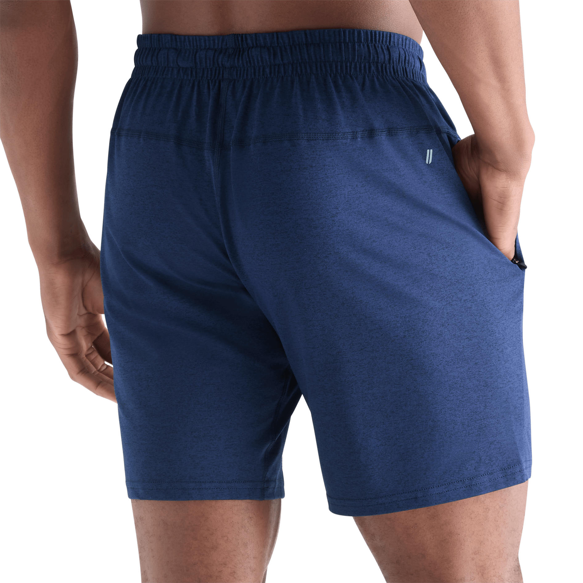 Men's Navy Heather Lightweight Knit Short 9" Back Angle