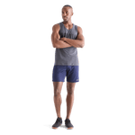 Men's Navy Heather Lightweight Knit Short 9" Front Full Body Angle
