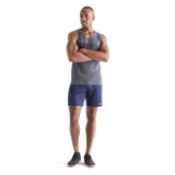 Men's Navy Heather Lightweight Knit Short 9" Front Full Body Angle
