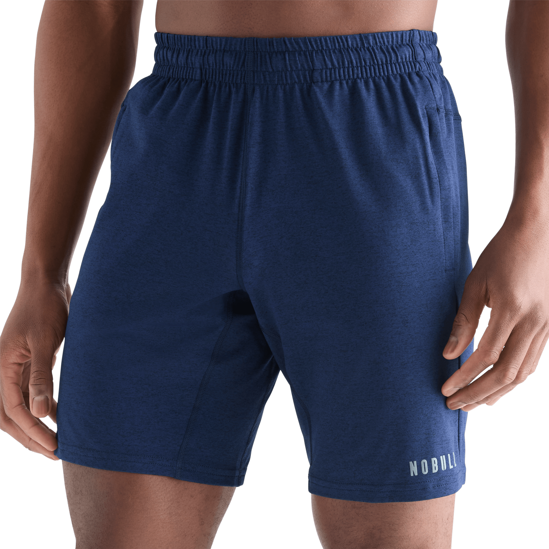 Men's Navy Heather Lightweight Knit Short 9" Front Angle