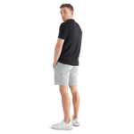 Men's White Heather Lightweight Knit Short 9" Back Full Body Angle