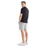 Men's White Heather Lightweight Knit Short 9" Back Full Body Angle