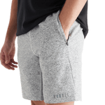 Men's White Heather Lightweight Knit Short 9" Pocket Angle