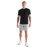 Men's White Heather Lightweight Knit Short 9" Front Full Body Angle
