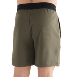 Men's Army Green Textured Knit Short 7" Back Angle
