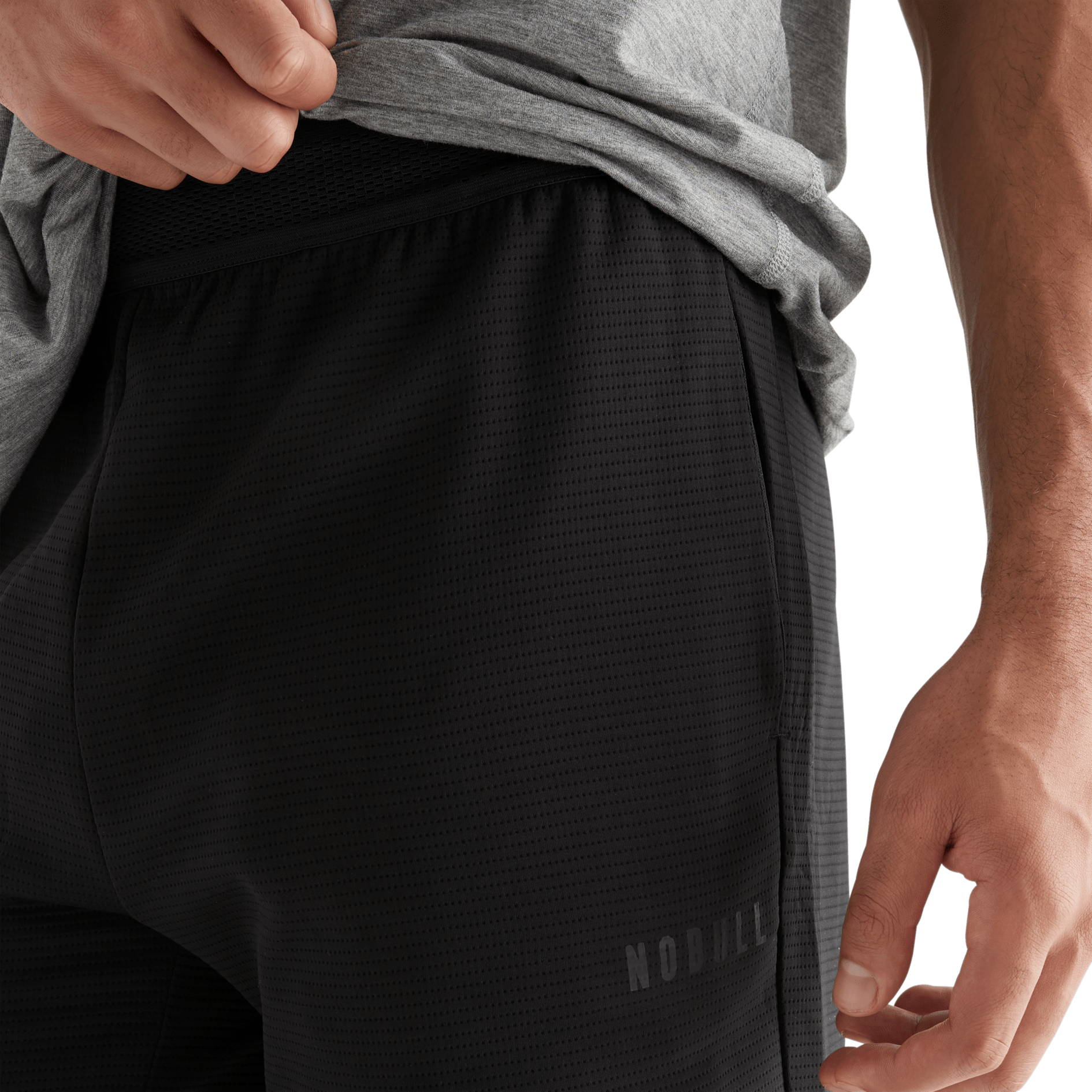 Men's Black Textured Knit Short 7" Pocket Angle