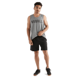 Men's Black Textured Knit Short 7" Front Full Body Angle