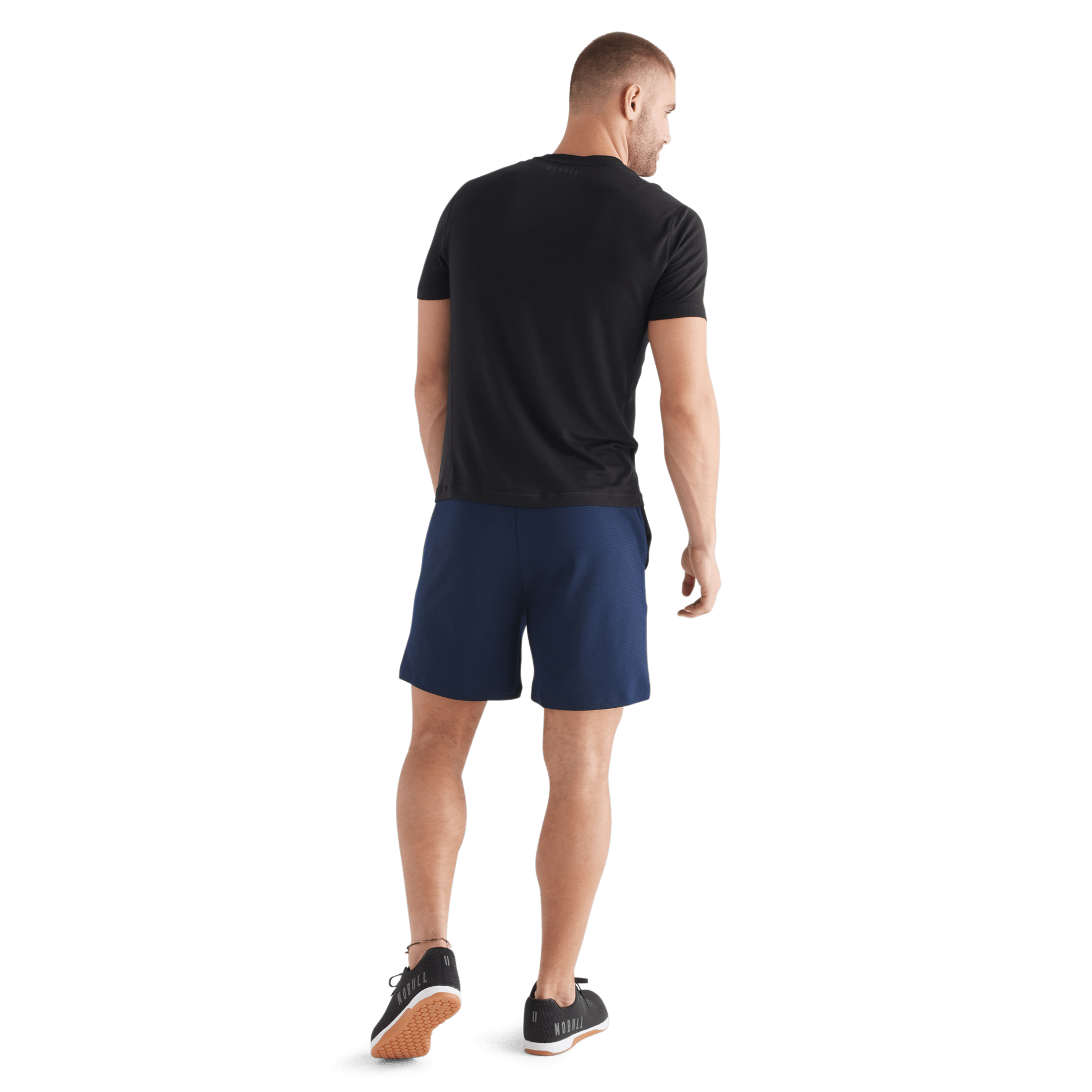 Men's Night Navy Textured Knit Short 7" Back Full Body Angle