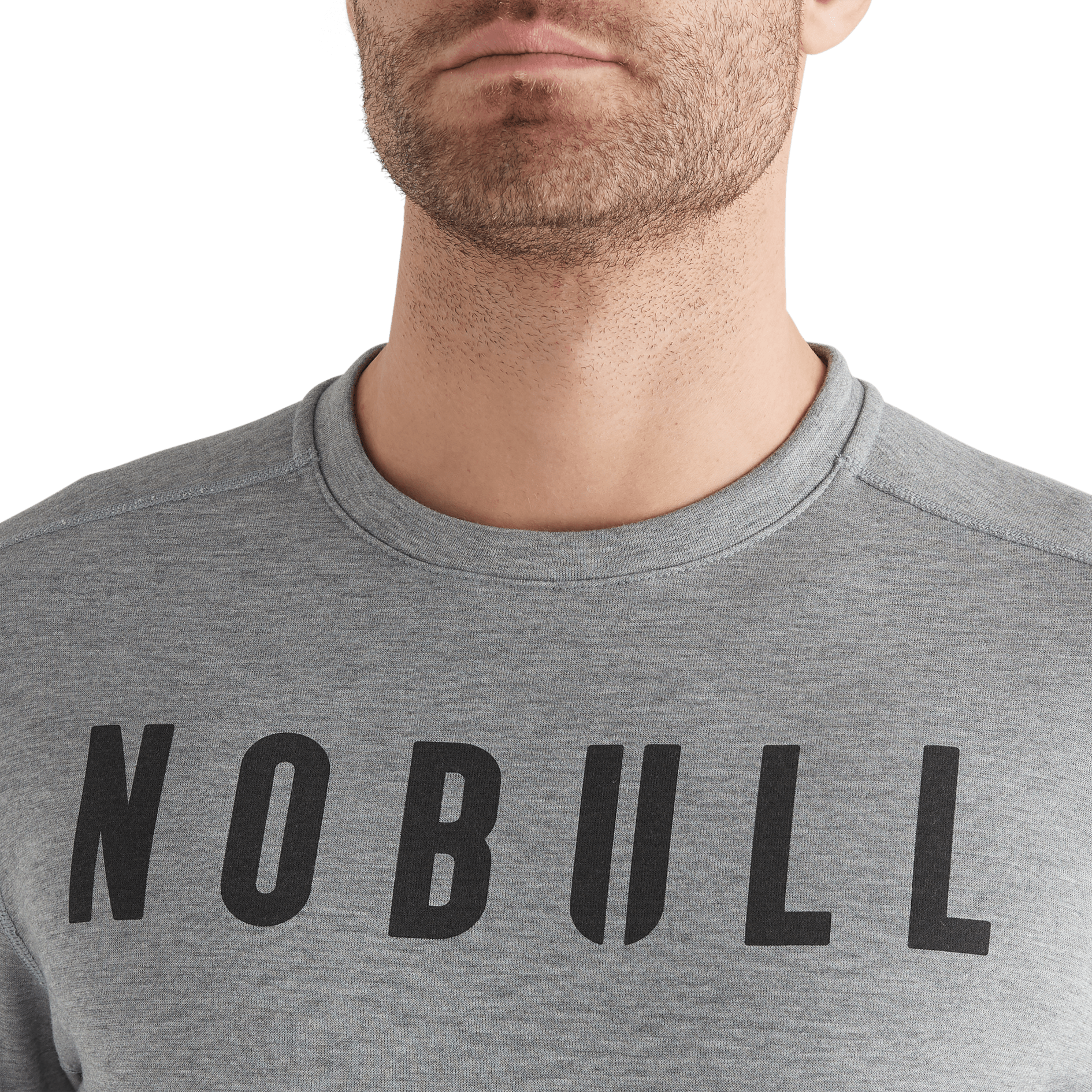 Men's Heather Grey NOBULL Crew Sweatshirt Collar Angle