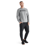 Men's Heather Grey NOBULL Crew Sweatshirt Front Full Body Angle