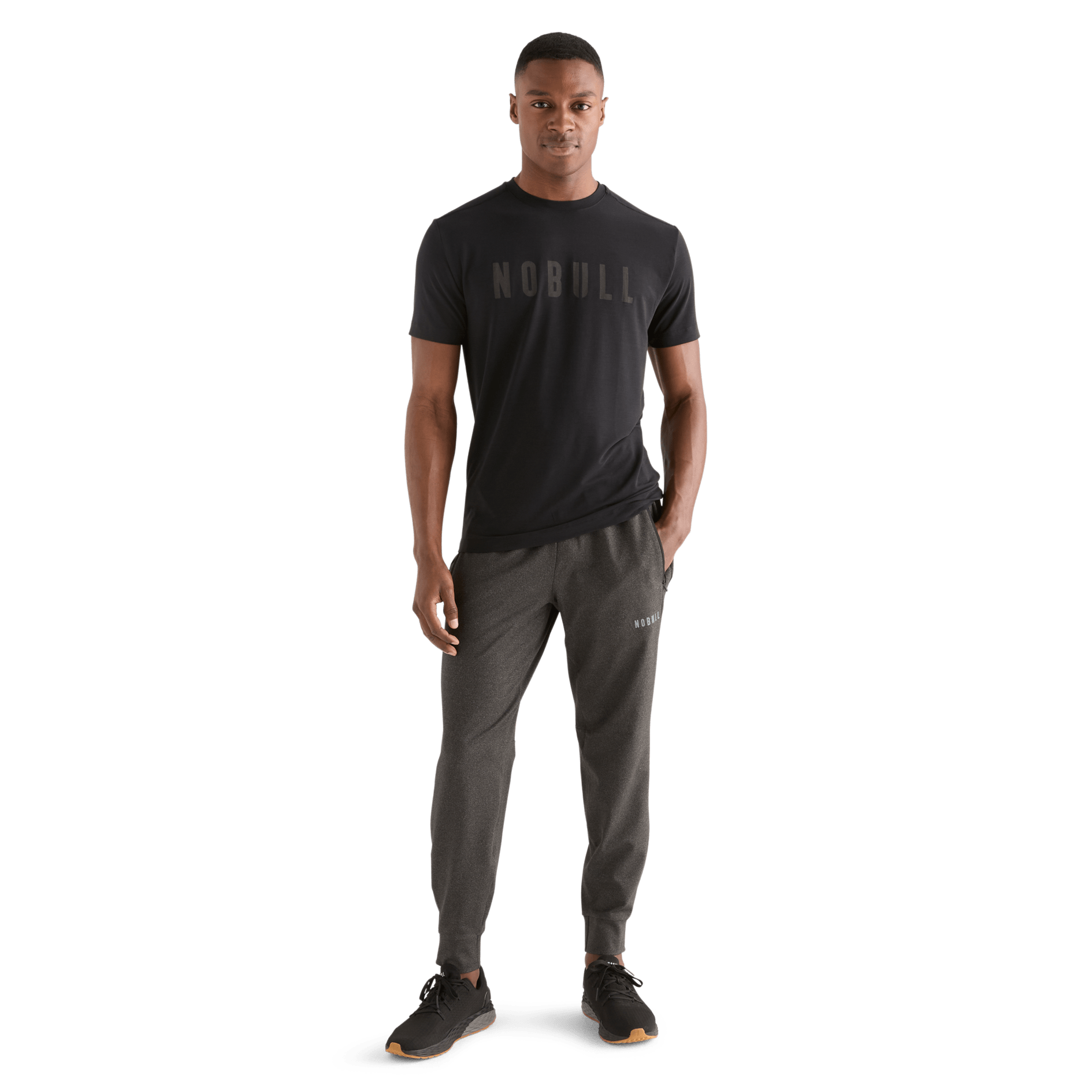 Men's Black NOBULL Tee Front Full Body Angle