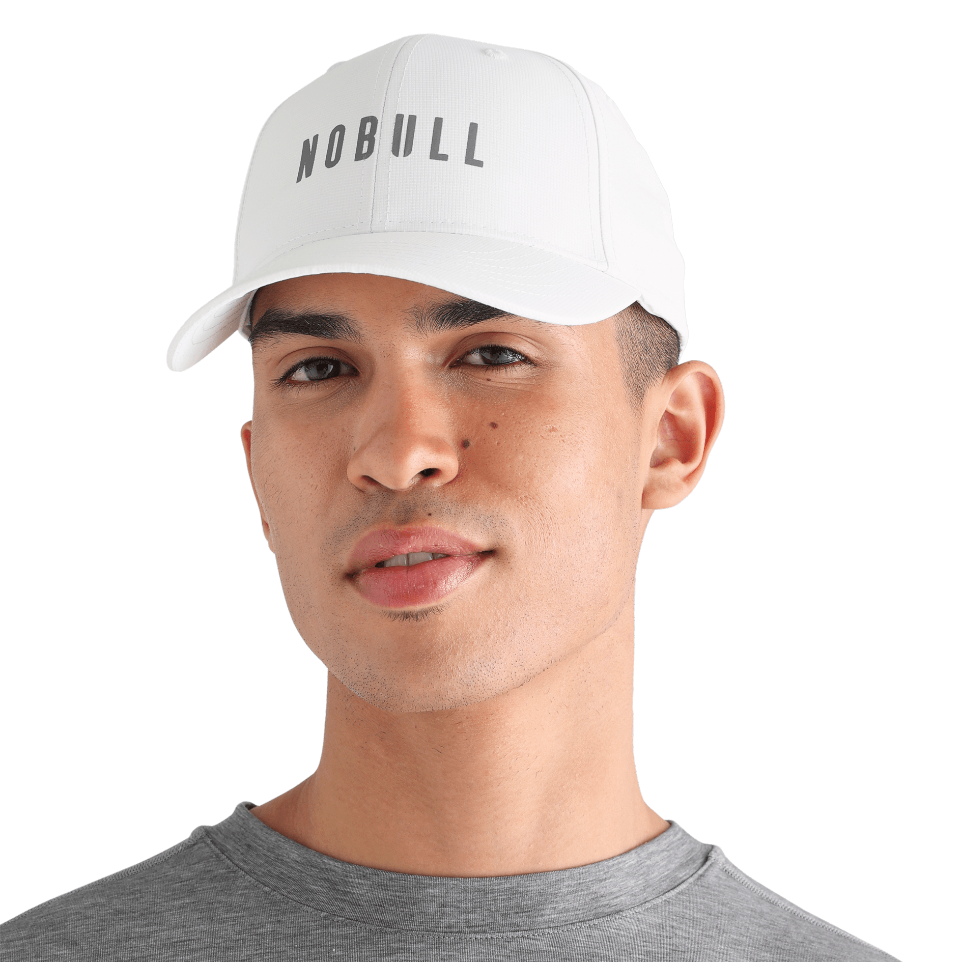 NOBULL Bright White Performance Hat Front Angle