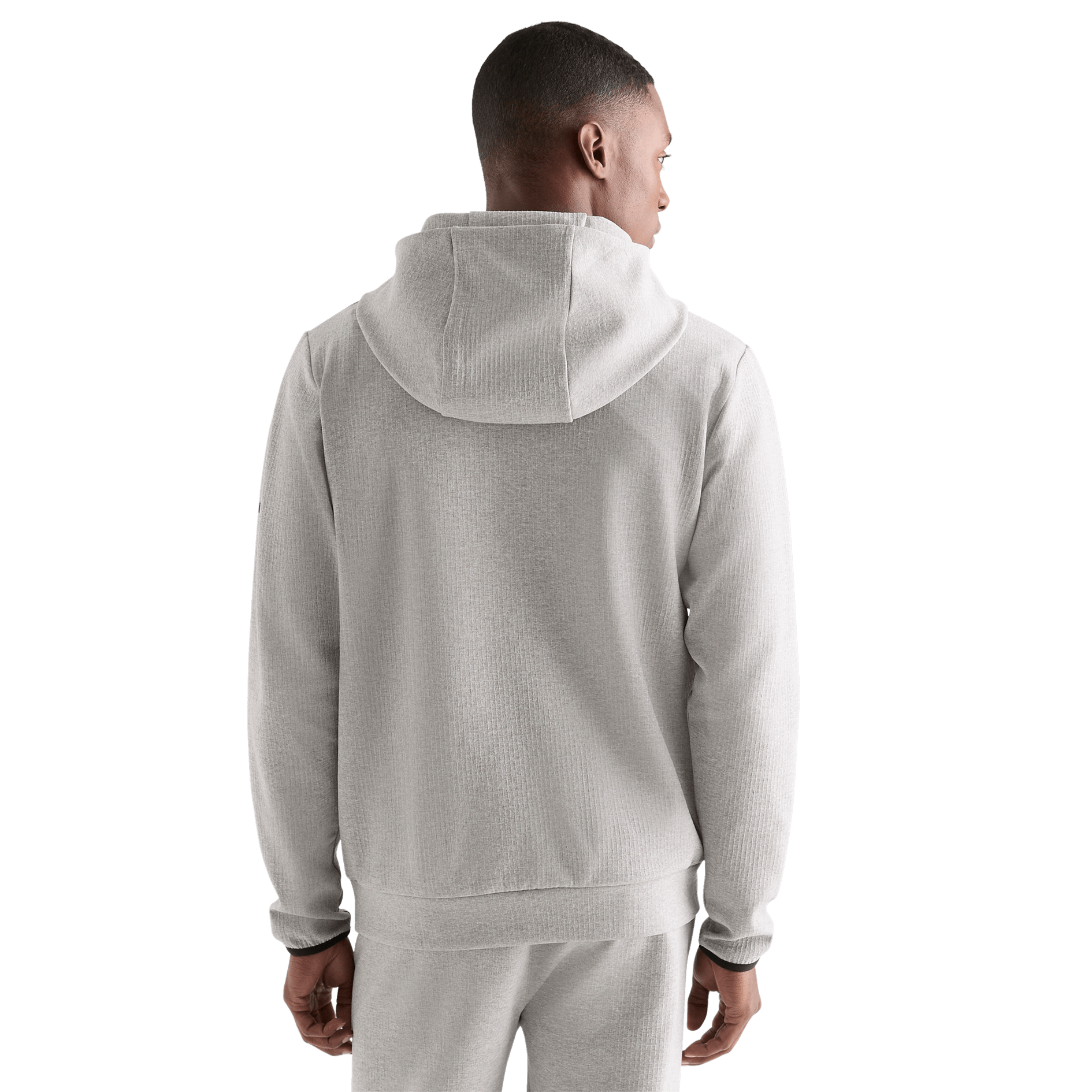 Men's Heather Grey Drive Hoodie on Model Back Angle