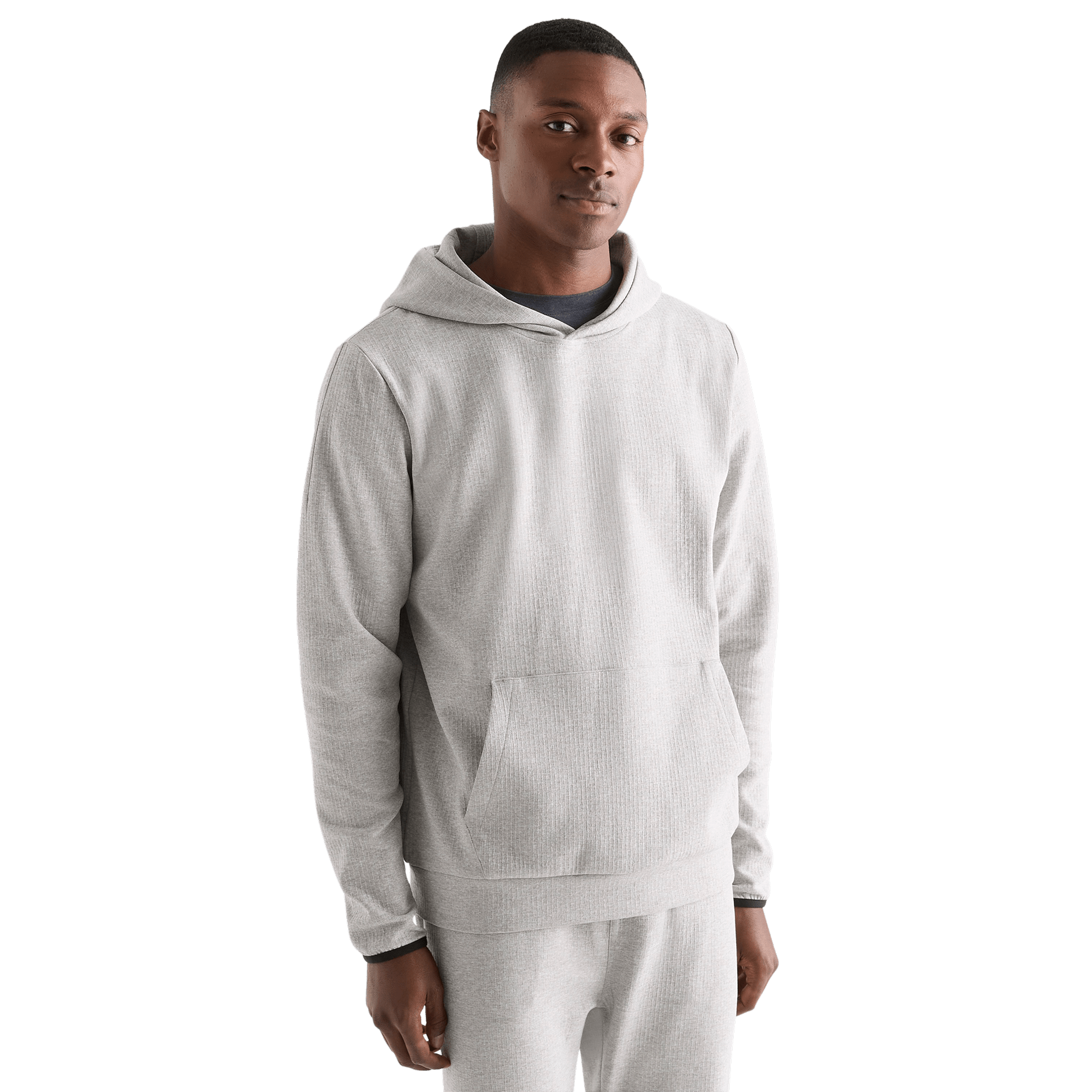 Men's Heather Grey Drive Hoodie on Model Front Angle