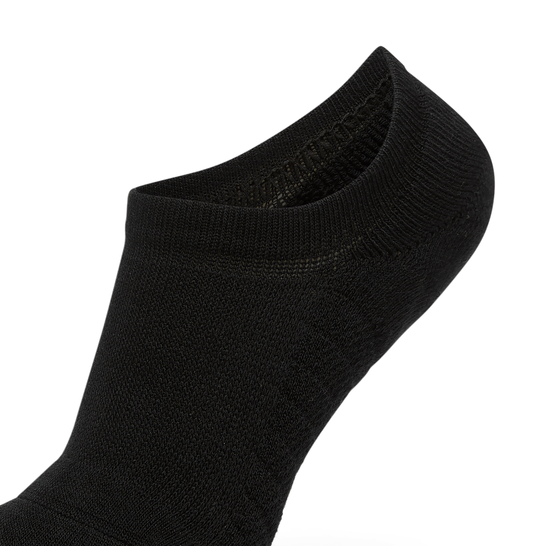 Black No Show Sock Front Top Silhouette Angle