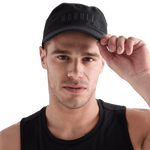 Black Running Hat Front Angle