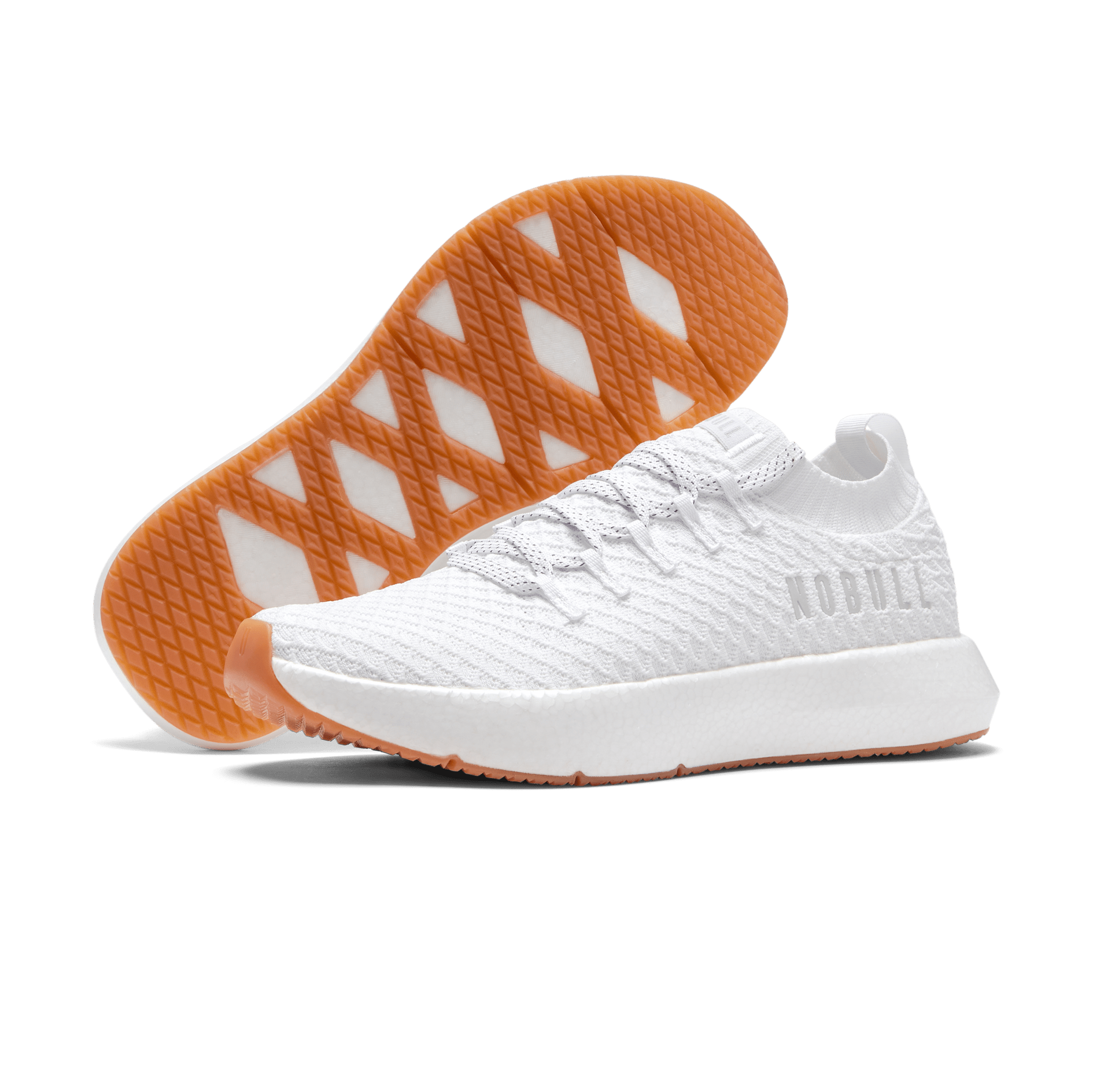 Men's White Drive Knit Shoes Angled