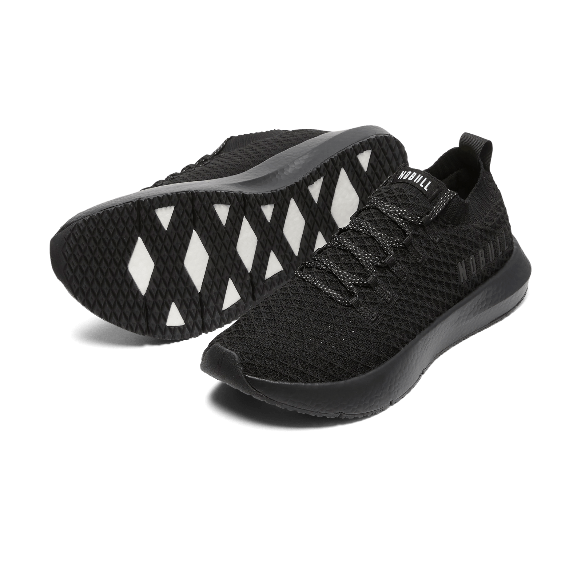 Women's Triple Black Drive Knit Shoes Angled