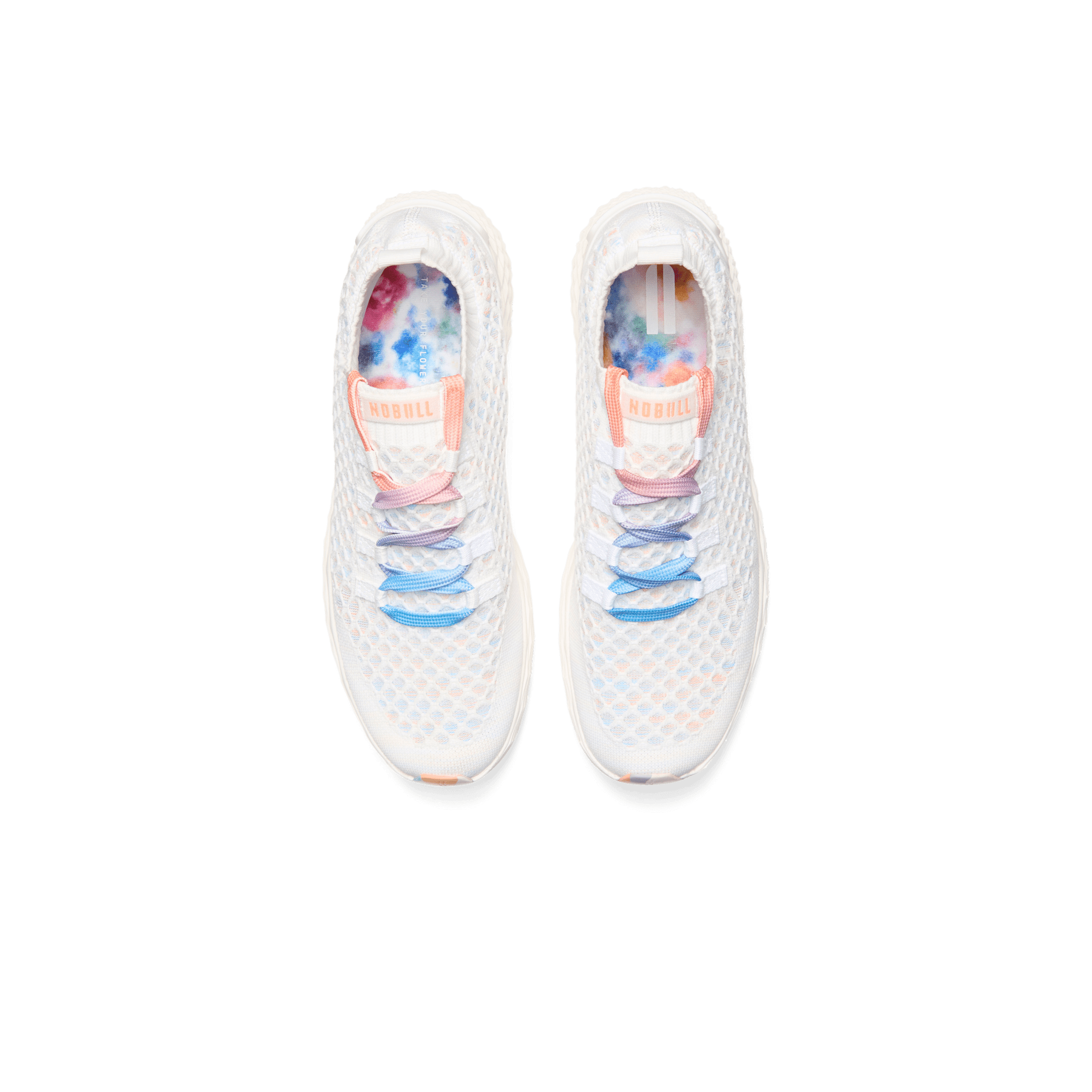 Men's White Peach Allday Knit Shoes Above Angle.